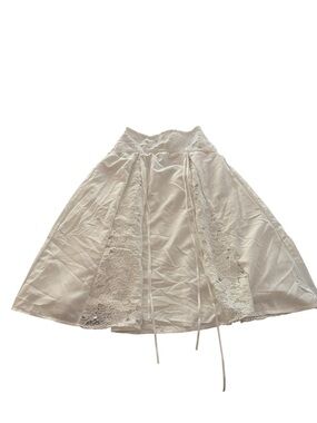 Women's White Lace-Panel A-Line Skirt size L
